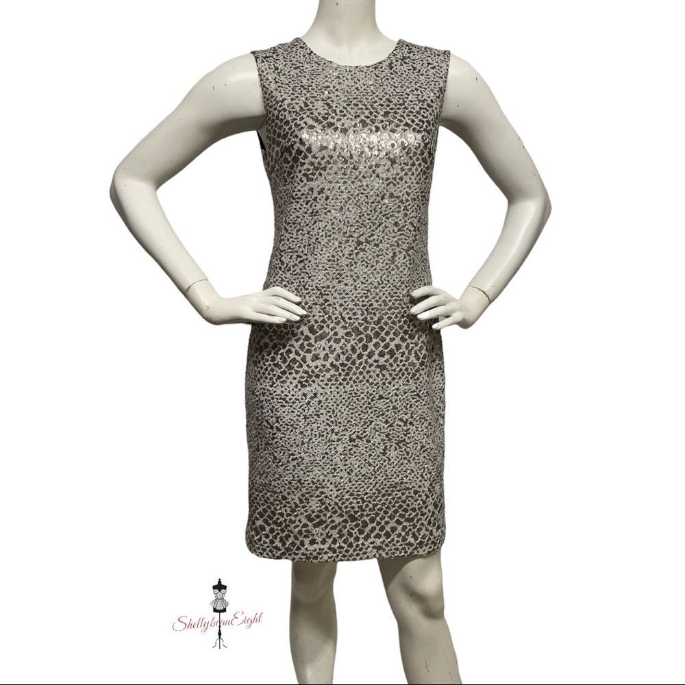 DKNY DKNYC Micro Sequin Snake Python Animal Print Dress Exposed Zip 2 4 XS - Picture 9 of 15